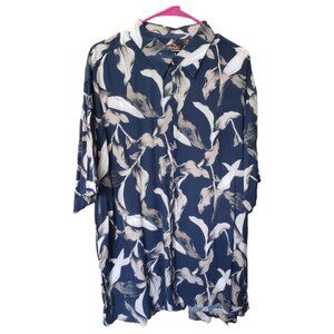 CT1553 Cubavera Men's Blue Tropical Leisure Shirt XL